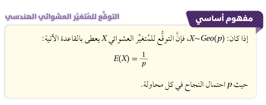 التوقع للمتغير العشوائي الهندسي